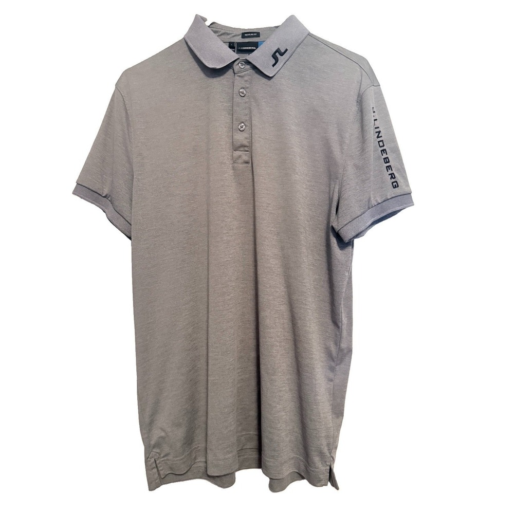 J.Lindeberg Golf Mens Grey Short Sleeve Polo Shirt Large Regular Fit 0022